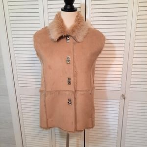 lisa International faux fur suede vest LG